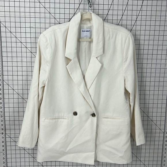 Old Navy linen blend cream lined blazer L NWT - Picture 1 of 10